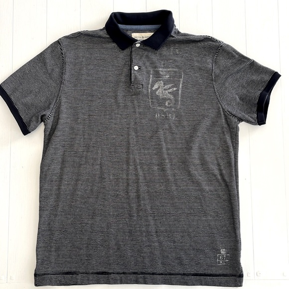 RALPH LAUREN Blue and White Stripped Polo Style Shirt. - Picture 2 of 4